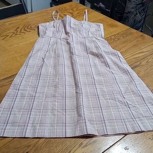 J.CREW Womens Dress 4 NEW  PINK Casual Party Striped Straps COTTON